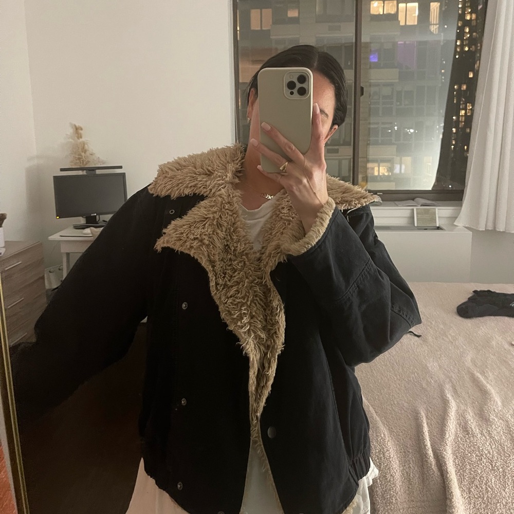 Free people faux fur lined jacket